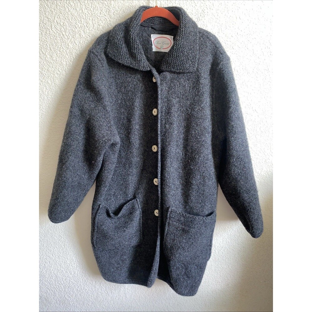 Oliver Grant Wool Alpaca Cardigan Long Knit Sweater 40 Vintage Austria Lagen